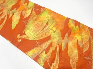 帆船模様織り出し　名古屋帯